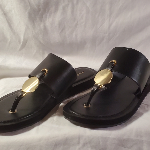 Aldo Women's Sandals in Black with Gold Accents - Picture 2 of 6